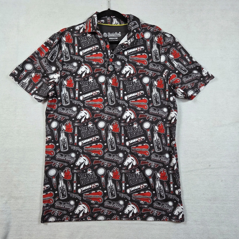 Birdie Boss "The Golfather" Casino Print Golf Polo Shirt M